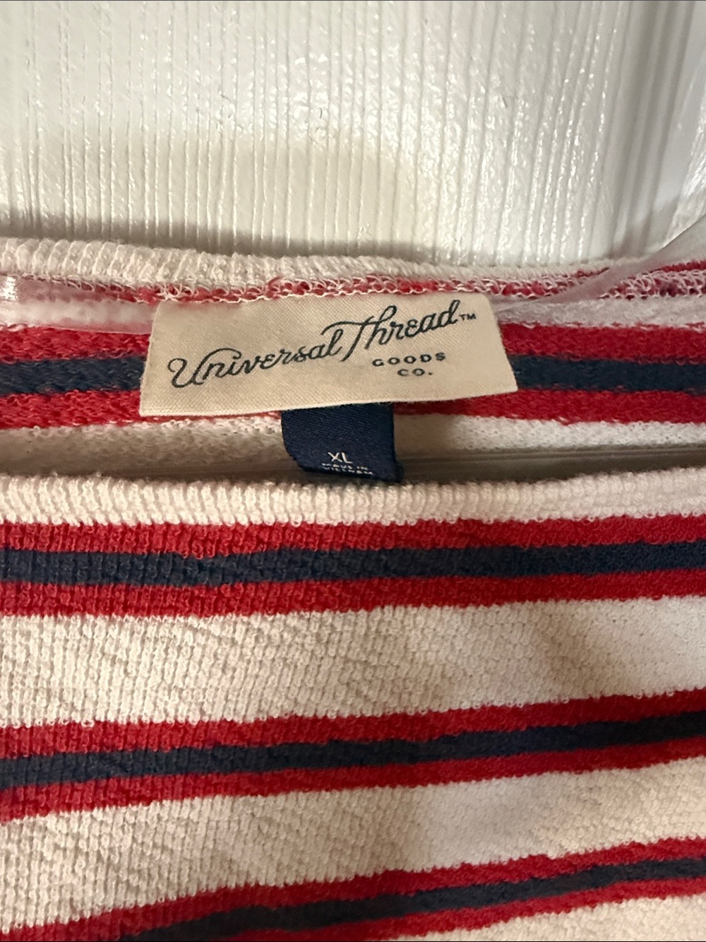 Universal Thread Striped Crewneck Sweater - White, Red & Navy - Picture 2 of 3